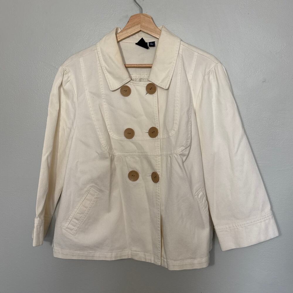 Women's Size L Y2K Sonoma Peacoat Cream Button Detail Jacket Spring Lightweight
